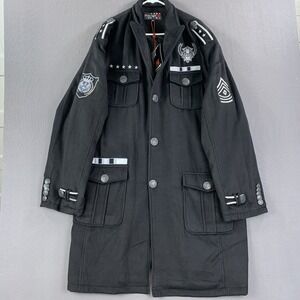 New Royal Prestige Designer‎ Army Military Trench Coat Wool Blazer Black Men 5XL